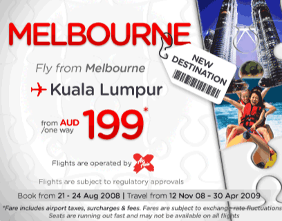 AirAsia Sale - Melbourne to Kuala Lumpur