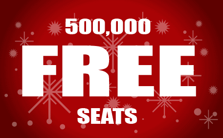 Ryanair Christmas Sale - 500,000 Free Seats