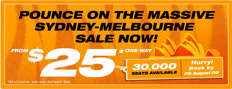 Tiger Airways Australia: $25 Sale Sydney to Melbourne