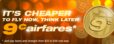 Tiger Airways 9 cent airfares