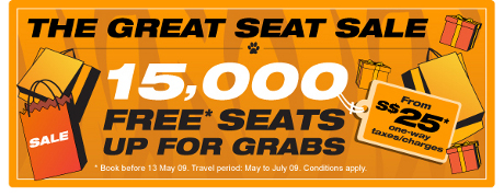 Tiger Airways Singapore Free Seats Sale