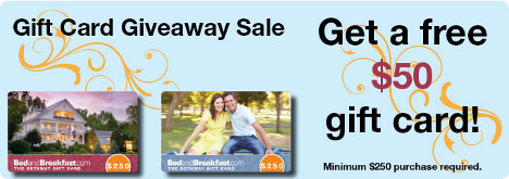 Free $50 Gift Card from BedandBreakfast.com