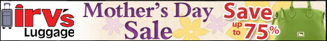 Save up to 75% on Irv's Luggage Mothers Day sale