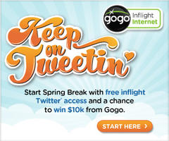 Win $10,000 AND get free inflight Twitter access on participating flights from Gogo Inflight Internet