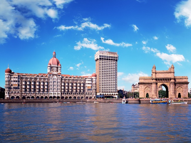 Taj Mahal Palace and the Taj Mahal Tower Hotel located near the Gateway of India